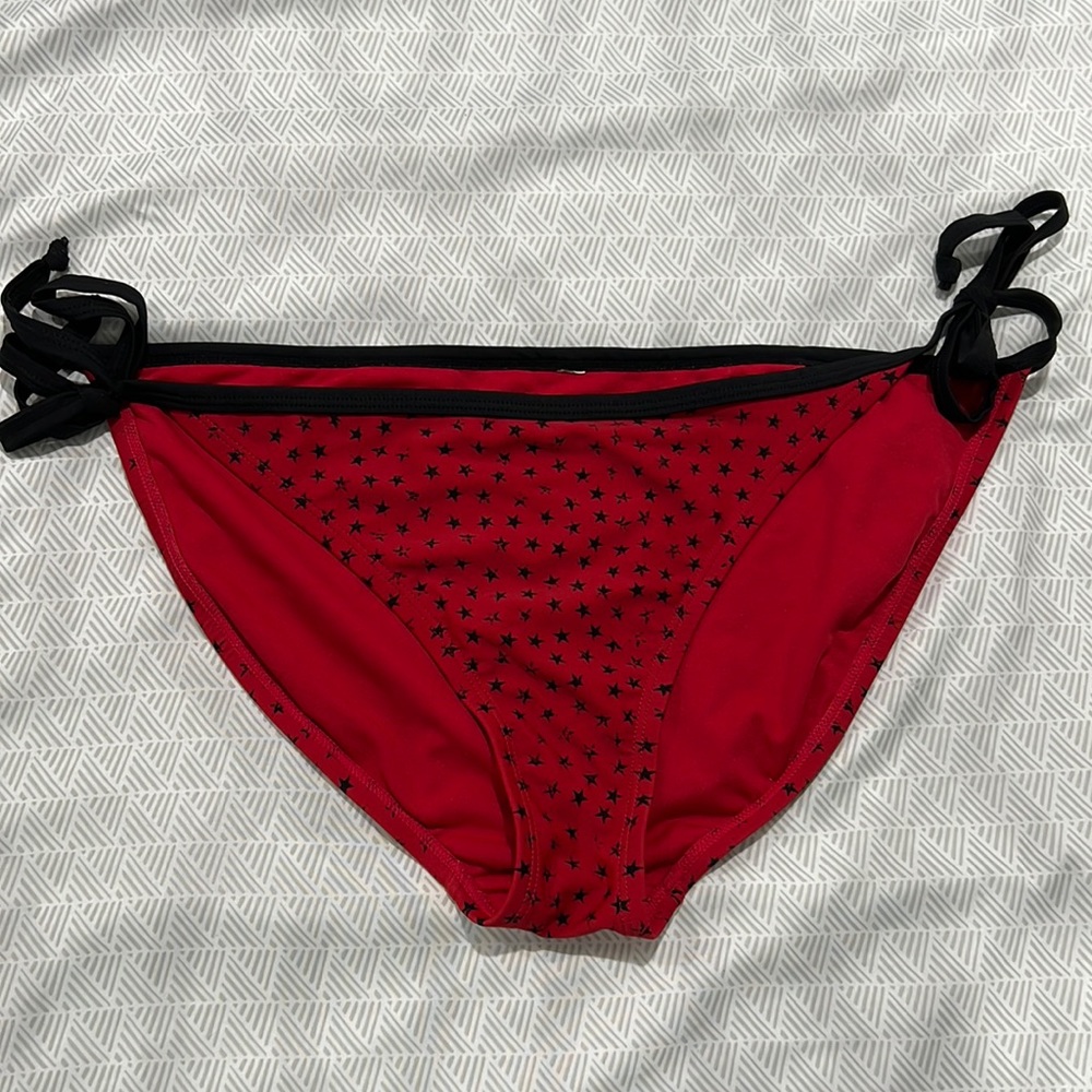 DONATED Bikini/swimsuit bottom-Red with black stars